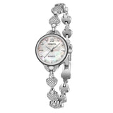 1 x RAW Customer Returns JewelryWe Women s Watch Analog Quartz Wrist Watch Elegant Slim Rhinestone Heart Metal Bracelet Watch Ladies 30m Waterproof Bracelet Watches with Shell Dial and Tool for Women Girls Silver - RRP €20.93