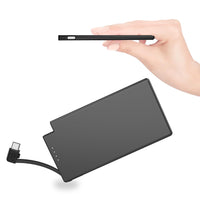 1 x RAW Customer Returns TNTOR 5000mAh Ultra Slim Power Bank with Built-in USB C Cable, 6mm Thick , Metal Shell, Portable Mini Power Bank for Samsung Galaxy Sony Huawei Xiaomi - Black - RRP €22.49