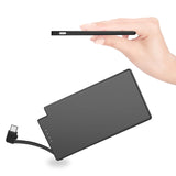 1 x RAW Customer Returns TNTOR 5000mAh Ultra Slim Power Bank with Built-in USB C Cable, 6mm Thick , Metal Shell, Portable Mini Power Bank for Samsung Galaxy Sony Huawei Xiaomi - Black - RRP €22.49