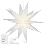 1 x RAW Customer Returns Qijieda 3D Christmas Star Illuminated Outdoor Battery with Timer - 58cm LED Christmas Star for Window, Advent Star for Decorating Courtyard, Balcony and Garden White  - RRP €31.99