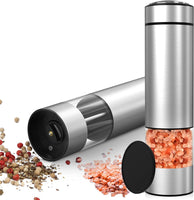 1 x RAW Customer Returns innhom Salt and Pepper Mill Electric Set of 2 Pepper Mills Made of Battery-Operated Stainless Steel Adjustable Coarseness Spice Mill Electric, Automatic Grinding with LED Light - RRP €22.78