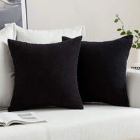 6 x Brand New MIULEE Pack of 2 Small Granular Cushion Covers Decorative Soft Square Cushion Covers for Sofa Bed Polyester Blend 40X40 cm Black - RRP €98.94