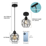 1 x RAW Customer Returns VONCI Modern Farmhouse Black Metal Cage Pendant Light for Kitchen Island, Industrial Vintage 1-Light Hanging Ceiling Lampshade for Dining Room Living Room Bedroom Foyer - RRP €29.99