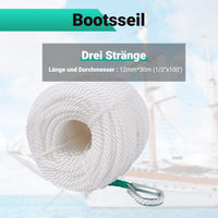 1 x RAW Customer Returns CarBole Boat Rope, Boat Rope, Nylon Rope, 1 2 x100 12mm 30m , Mooring Line, Camp Rope, Widely used in camping and boating outdoors - RRP €34.99