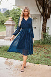 3 x Brand New GRACE KARIN Women s Wrap Dress Elegant V Neck Sequin Dress Long Sleeve Midi Dress Bridesmaid Dress Royal Blue L - RRP €128.94