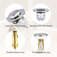 1 x Brand New Drain plug, pop up drain plug, universal sink plug, brass rebound core drain fitting strainer with 2 seals, for between 34 40 mm bathroom kitchen sink drain accessories - RRP €20.4