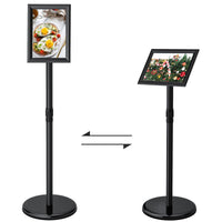 1 x RAW Customer Returns AllesCosy Information stand, height adjustable, stainless steel information stand, DIN A4 297x210mm, poster stand, presentation stand, advertising stand black, A4  - RRP €47.02