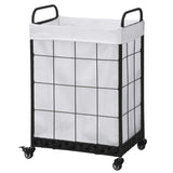 1 x RAW Customer Returns Laundry collector with wheels Foldable laundry basket with removable laundry bag 100L laundry sorter with metal handle gray  - RRP €46.38