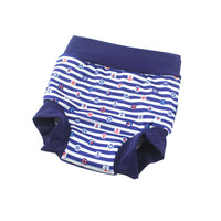 1 x RAW Customer Returns BabyPreg Baby Child Swim Briefs Cover Diaper with High Waist Belly Protection Swim Shorts Blue Fish Navy, 2-3 Years  - RRP €26.99