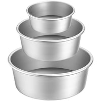 1 x RAW Customer Returns Lawei set of 3 round cake tins - 10 15 20 cm, aluminium baking tin, cake tin, non-stick coating, fruit cake tin with removable base for cake - RRP €16.13