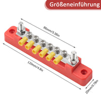 1 x RAW Customer Returns HOIIME 12V - 48V Busbar Power Terminal Blocks with 2 M6 Bolts 6 M4 Screw Terminals, 150A Busbar Block with Cover for Cars RV Boats Yachts Red Black, 2 Pack  - RRP €11.71