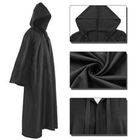 1 x Brand New Alaiyaky Jedi Robe Hooded Cloak, Men s Jedi Robe Cosplay Jedi Deluxe Costume Halloween Cosplay Costume for Adults Halloween Renaissance Cloak Cape Medieval Hooded Monk Cloak M, Black  - RRP €19.2