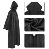 1 x RAW Customer Returns Cape with long hood made of satin, cloak black brown unisex for adults, Jedi robe medieval cloak Halloween costume carnival cape masquerade 2XL, brown  - RRP €19.2