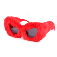 1 x RAW Customer Returns FEISEDY Plush Glasses Women s Cat Eye 90s Punk Funny Sunglasses for Carnival or Fancy Dress Masquerade Glasses for Women - RRP €18.14