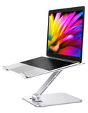 1 x RAW Customer Returns Babacom Laptop Stand Height Adjustable, Foldable Laptop Stand Made of Aluminum Alloy Ergonomic, Ventilated Laptop Stand Compatible with MacBook Air, Pro, Samsung, All Laptops 10-16 Silver  - RRP €24.99