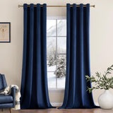 1 x RAW Customer Returns MIULEE Navy Blue Velvet Curtain with Eyelets, Beautiful Soft Velvet Curtains for Decoration Bedroom Living Room, 2 Pieces Velvet Curtains Opaque Each 245 cm High, Thick Velvet Thermal Curtain Winter - RRP €56.51