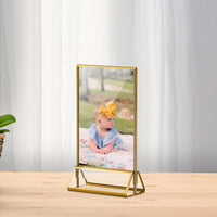 1 x RAW Customer Returns AMEITECH Table Display Stand 10x15cm,4x6 Clear Picture Frames with Gold Edges and Vertical Stand,Double Sided Table Menu for Wedding Table Numbers,Pack of 6 - RRP €24.49