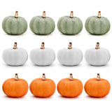 2 x Brand New GLAITC Artificial Pumpkins, 12 Pieces Assorted Pumpkins Orange White Green Pumpkins Fall Harvest Mini Pumpkins Fake Pumpkins for Halloween Thanksgiving Fireplace Wedding Table Decorations - RRP €24.2