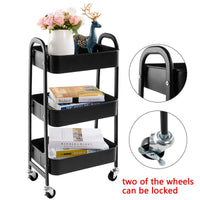 1 x RAW Customer Returns DOEWORKS Storage Cart 3-Tier Metal Utility Cart Rolling Cart Organizer Cart with Wheels for Kitchen Makeup Bathroom Office, Black - RRP €47.26