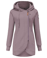 1 x RAW Customer Returns ELFIN women s long hoodie, zip hoodie, autumn winter jumper, sweat jacket with zip - RRP €48.65