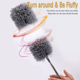 12 x Brand New Feather duster telescopic for ceiling with telescopic rod microfiber duster corner broom max. long 55-254cm dust broom with telescope for high ceilings ceiling fan cobwebs 7 gray cobwebs 5 gray white  - RRP €238.92