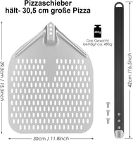 1 x RAW Customer Returns CRROEL Perforated Pizza Peel, 12 Inch Perforated Pizza Shovel Made of Hard Anodized Aluminum with Anti-Scalding Handle, Pizza Peel for Homemade Pizza, Bread, Cake - RRP €26.62