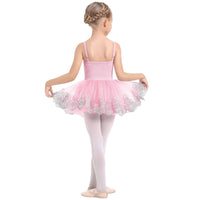 3 x Brand New Odizli ballet clothing girls children spaghetti V-neck sequins flower ballet dress dance bodysuit leotard tulle dress tutu dance dress leotard ballet suit ballerina dress pink 5-6 years - RRP €82.8