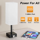 1 x RAW Customer Returns Kakanuo Bedside Lamp with USB A C Ports, 3 Color Temperatures, Small Lamp with Pull Switch White Fabric Lampshade, Table Lamp for Bedside Living Room Bedroom Office Children s Room - RRP €32.45