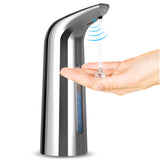 1 x RAW Customer Returns Calogy Touchless Soap Dispenser, Automatic Soap Pump, Battery Operated Hand Sanitizer Dispenser for Kitchen, Bathroom and Shower Plastic, Silver Chrome  - RRP €29.21