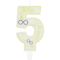 1 x Brand New 4 Year Birthday Candle, Happy Birthday Magician Wizard Candles including Glasses, Lightning, Sorting Hat, Birthday Cake Decoration for Children s Magic Themed Party - RRP €22.8