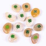 1 x RAW Customer Returns ROCKIMPACT 12 pieces clover lucky clover stones with clover leaves luck engraved stones engraving inspirational stones lucky charm encouragement gratitude gift lucky stones wholesale, 5-8 cm each  - RRP €16.13