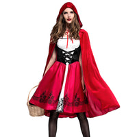 1 x RAW Customer Returns Mckinu Carnival Little Red Riding Hood Costume Women Halloween Witch Princess Dress and Cape with Hood Adults - Witch Costume Little Red Riding Hood Outfit for Mardi Gras Cosplay Carnival L  - RRP €37.26