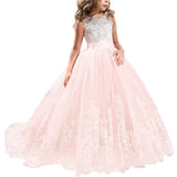 1 x RAW Customer Returns TTYAOVO Princess Dress Girls Elegant Dress Princess Layered Tulle Wedding Dresses Size 140 8-9 Years 406 Pink - RRP €41.98