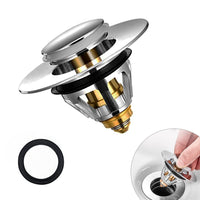 3 x RAW Customer Returns Sink plug, universal pop-up drain strainer, drain fitting, sink plug, drain plug for countertop sinks, bath plug with anti-clogging strainer, brass drain valve 34-38 mm  - RRP €50.94