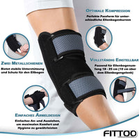 1 x RAW Customer Returns FITTOO Elbow Brace with Two Removable Metal Splints, Adjustable Elbow Support, Night Sleep Elbow Support, Effective Pain Relief and Faster Recovery. Unisex, Left and Right - RRP €19.15