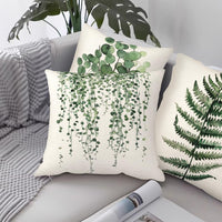 1 x RAW Customer Returns BIHEE Cushion Cover 40 x 40 cm Linen Cushion Covers Set of 4 Green Leaf Decorative Cushion Cover Pillow Case for Sofa Bedroom Garden Outdoor - RRP €19.15