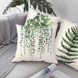 1 x RAW Customer Returns BIHEE Cushion Cover 40 x 40 cm Linen Cushion Covers Set of 4 Green Leaf Decorative Cushion Cover Pillow Case for Sofa Bedroom Garden Outdoor - RRP €19.15