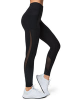 1 x RAW Customer Returns Yvette Women s Sports Leggings with Mesh Pockets, Opaque High Waist Sports Pants for Fitness Yoga Streetwear, Black, S - RRP €28.22