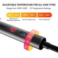 1 x RAW Customer Returns Curling iron and straightener 2 in 1, nano titanium coating, curler iron with LCD display, 27 adjustable temperatures, 100-230 curling and straightening gray  - RRP €40.25