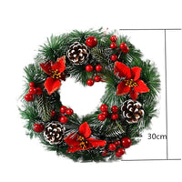 1 x RAW Customer Returns 30 cm Christmas wreath, door wreath, Christmas reusable artificial wreath, front door decoration, Christmas wreath, craft decoration, fir wreath, balls, flowers for door, window, ornament - RRP €21.8