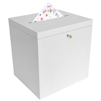 1 x RAW Customer Returns Creative Deco white wooden box with lid card box wedding 29x25x30 cm Money gifts wooden box with slot, lock and key gift card box money box letter box box Storage donation box - RRP €50.36