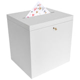 1 x RAW Customer Returns Creative Deco White Wooden Box with Lid Card Box Wedding 29x25x30 cm Money gifts wooden box with slot, lock and key gift card box money box letter box box Storage donation box - RRP €50.36