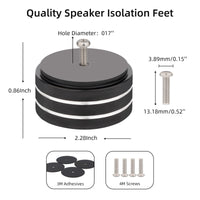 2 x RAW Customer Returns Speaker Shock Absorber Feet YuanYong 40x20mm speaker isolation feet with 3M adhesives, speaker spikes non-slip rubber rings for audio, speakers, subwoofer, home theater 4 pieces black  - RRP €39.98