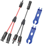 4 x RAW Customer Returns Solar cable 6mm2 Y-distributor, Y-connector solar panel IP67 with 2 wrenches, 1Y2 solar panel cable connector male female MMF and FFM, for parallel photovoltaic connection 1 pair, 1 red 1 black  - RRP €40.28