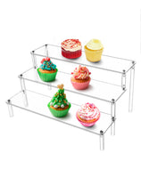 1 x RAW Customer Returns QWORK 3-Tier Acrylic Display Stand, Transparent Acrylic Display Riser Shelf for Figures, Jewelry, Cupcake, Lipstick, Nail Polish, Spice, 30x21x15cm 2 Pack  - RRP €18.14