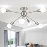 1 x RAW Customer Returns ASHUAQI Chandelier Vintage Nickel, 6-Light Modern Ceiling Lamp Living Room, E27 Socket Living Room Lamp Industrial Sputnik Chandelier Ceiling Light Lamp for Bedroom Kitchen Dining Room Hallway - RRP €68.27