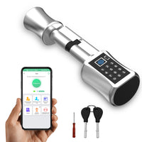 1 x RAW Customer Returns Door lock fingerprint, Eseesmart electronic door lock cylinder 35 35 with keyboard codes and key, door lock with APP, numerical code, code, key - RRP €113.99