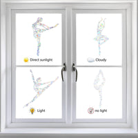 1 x Brand New GORGECRAFT 4pcs Rainbow Window Clings Dancer Pattern Window Decals Static Non-Adhesive Anti-Collision for Sliding Doors Windows Prevent Dogs Birds Strikes - RRP €19.2