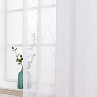 1 x RAW Customer Returns MIULEE Set of 2 Voile Morocco Curtains Sheer with Eyelets Transparent Look Curtains Eyelet Curtain Living Room Window Curtain Airy Translucent Decorative Curtain for Bedroom 260 x 140 cm H x W  - RRP €28.79