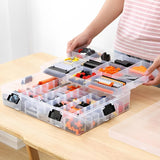 1 x RAW Customer Returns EZOWARE 2-Tier Stackable Plastic Storage Container, 118 Compartment Box with Removable Adjustable Dividers with Handle for Beads, DIY, Toy Bricks - RRP €24.99